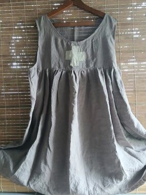Beautiful Taupe Swiss Cross Smock Dress